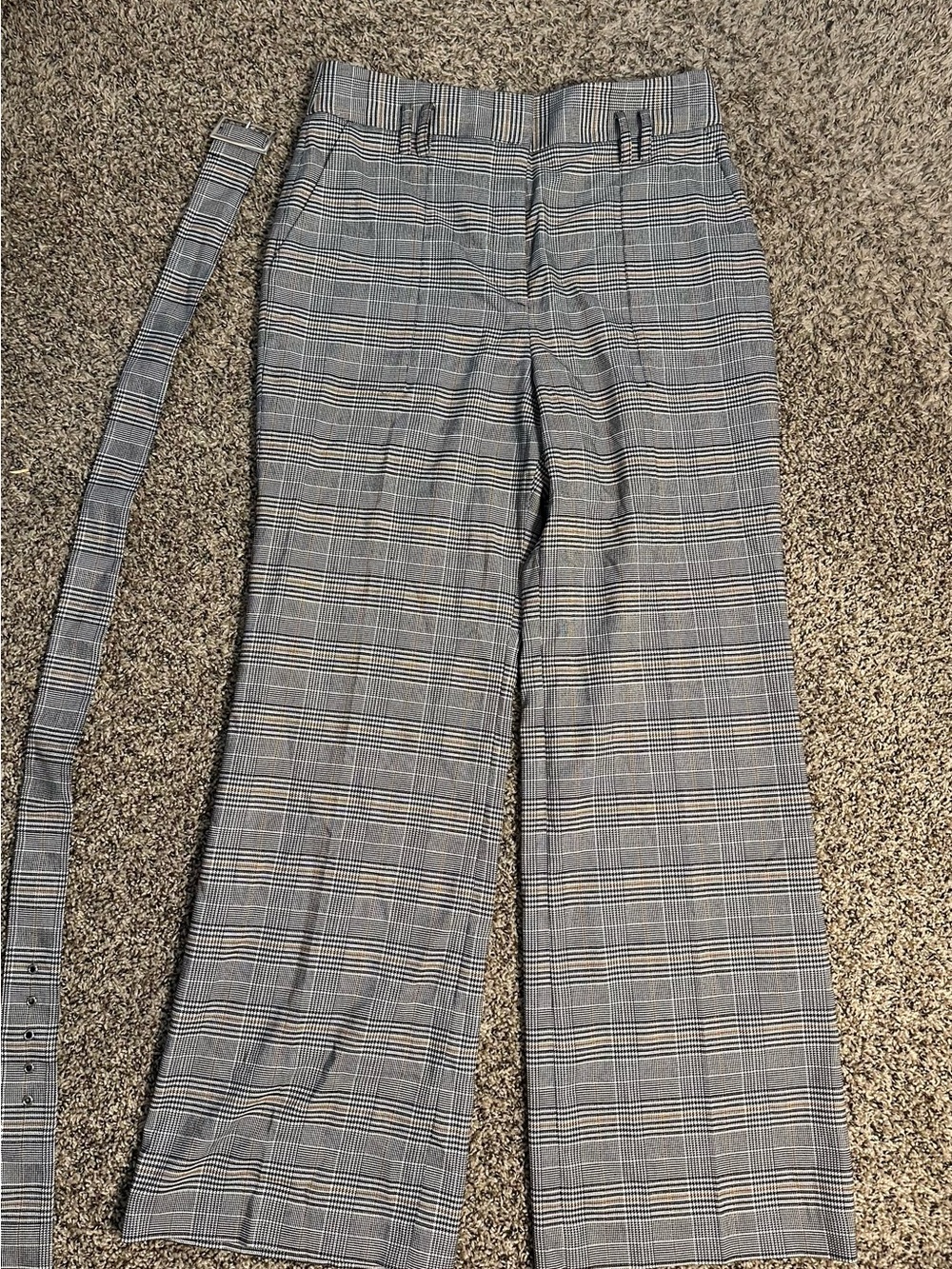 Women's plaid dress pants with belt